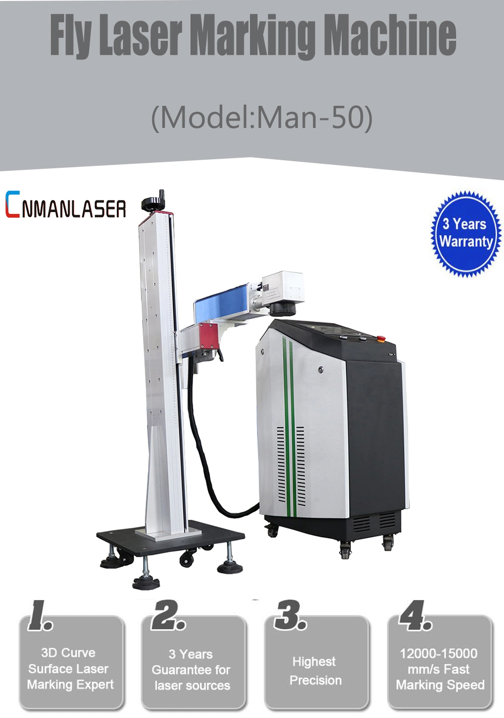 50W 100W Fiber/CO2 Flying/Fly Laser Marking/Engraving/Printing/Printer/Marker/Engraver Machine with Conveyor Belt